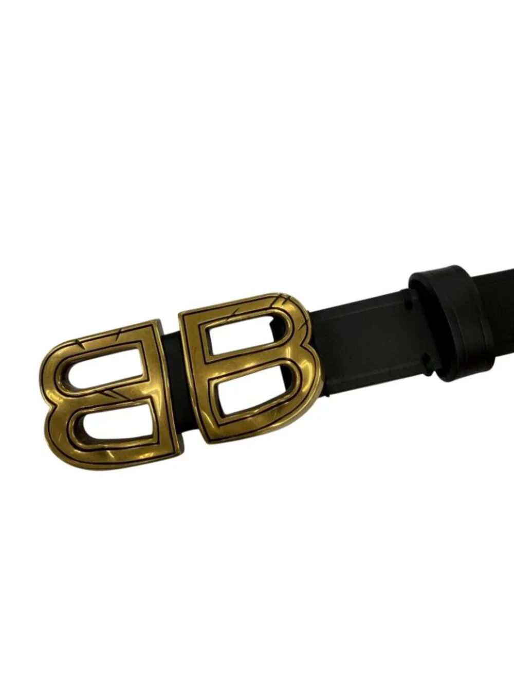Balenciaga BB Hourglass Belt Black Gold 90